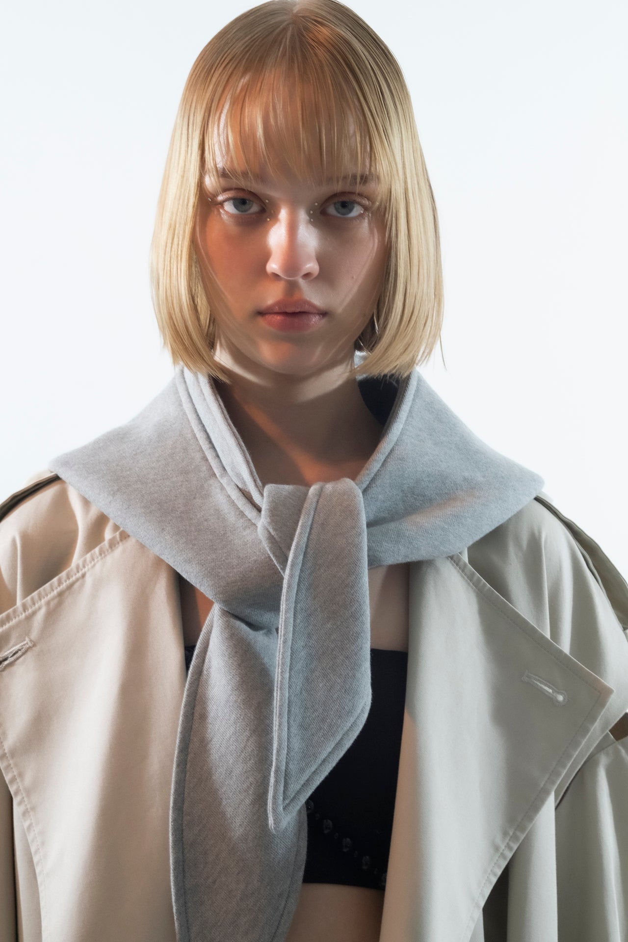 Module_Sweat Hooded Scarf Glay