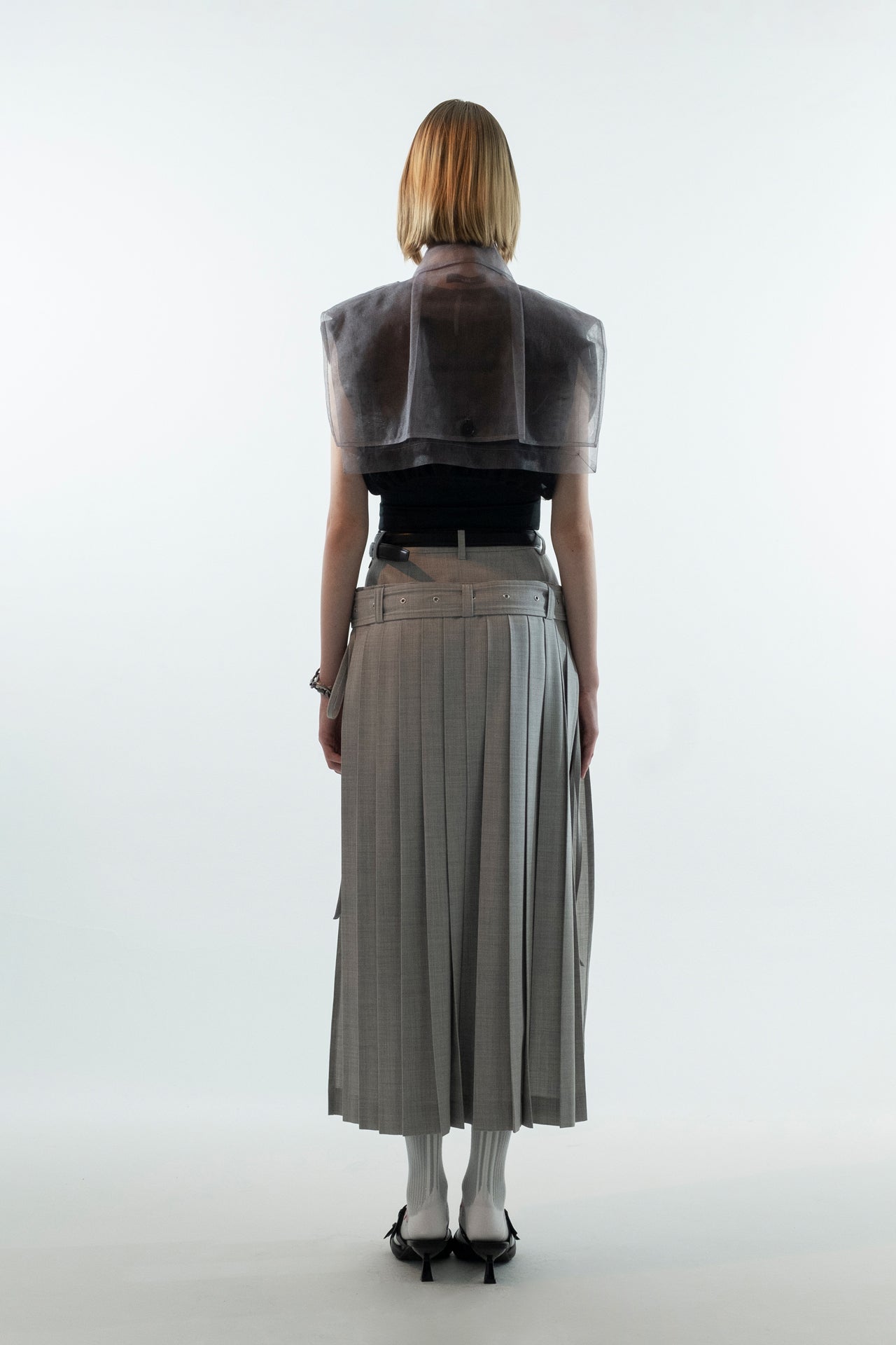 fale | Layer_Skirt Pleats Light Gray